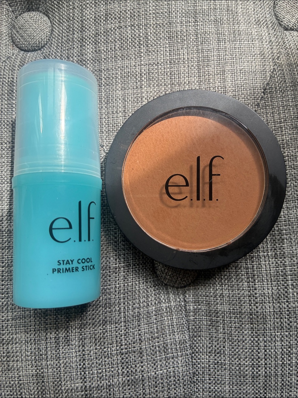 e.l.f. Stay Cool Primer Stick in Aqua & Pressed Bronzer in Brown